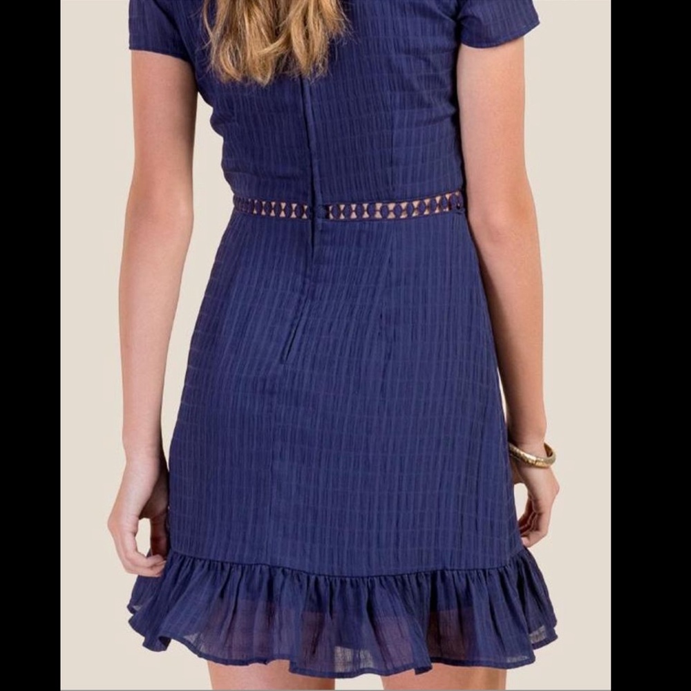Francesca's Navy Blue Dress with ruffle hem SZ S